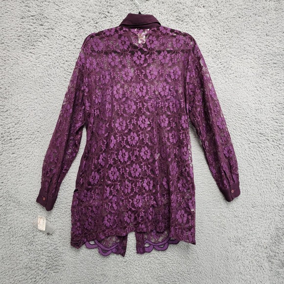 Vintage Gantos Blouse Womens Small Purple Lace Floral Whimsigoth Boho Witchy NEW - Picture 7 of 11